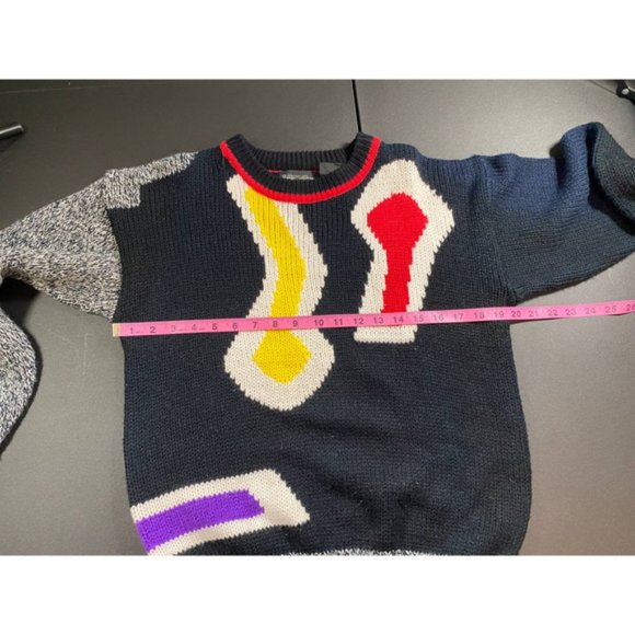 Answers Medium Sweater Retro Vintage 80s 90s Long Sleeve Black Red Gray Shirt - Picture 5 of 7